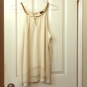 Dressy gold collar cream blouse